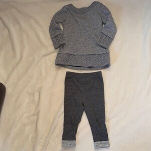 Savannah Gray Girls Matching Top and Leggings Set